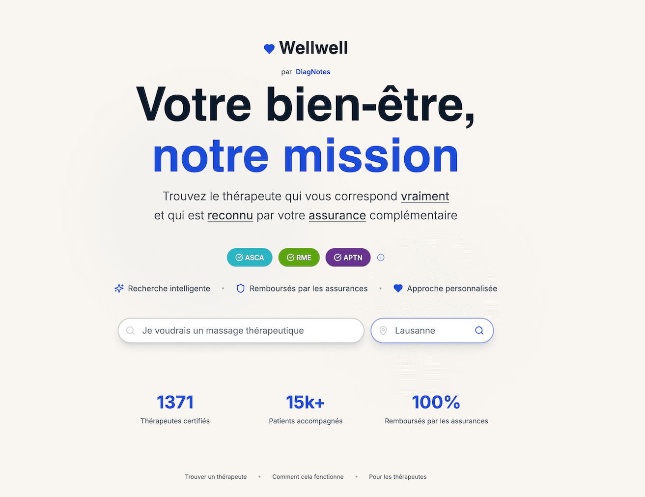 Interface Wellwell - Plateforme de visibilité pour thérapeutes