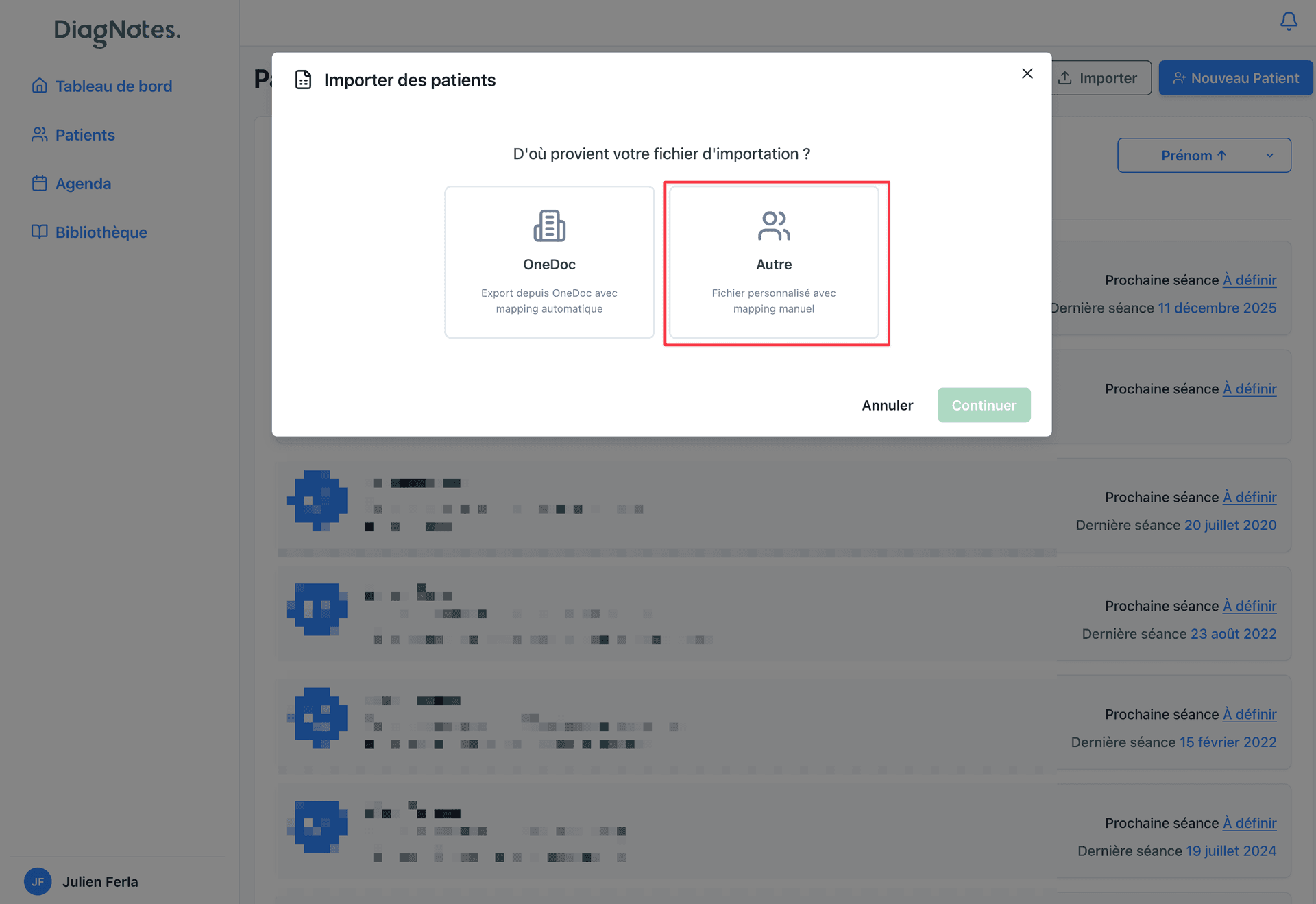 Téléchargement du fichier d’export Télécharger le fichier CSV OneDoc