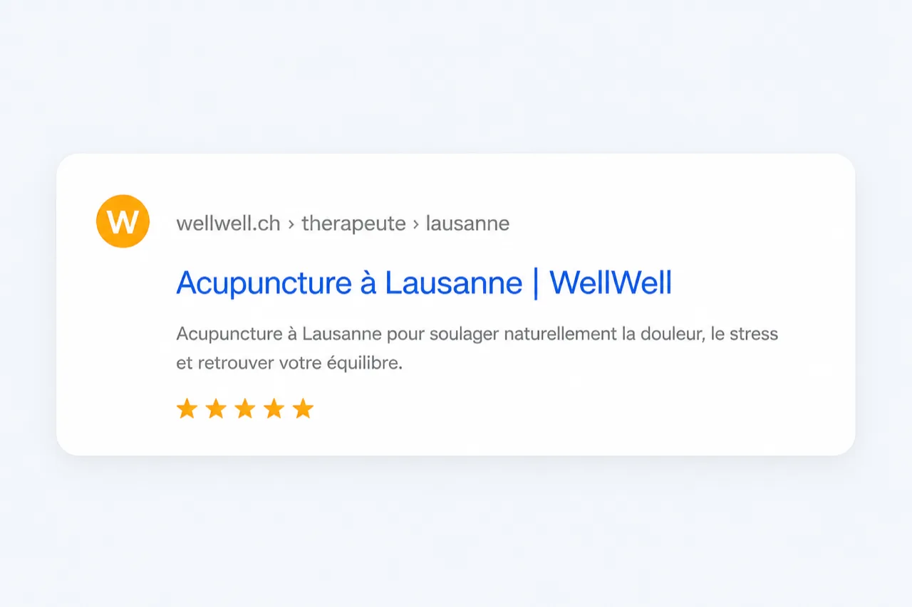 Profil de thérapeute sur WellWell.ch dans les résultats de recherche