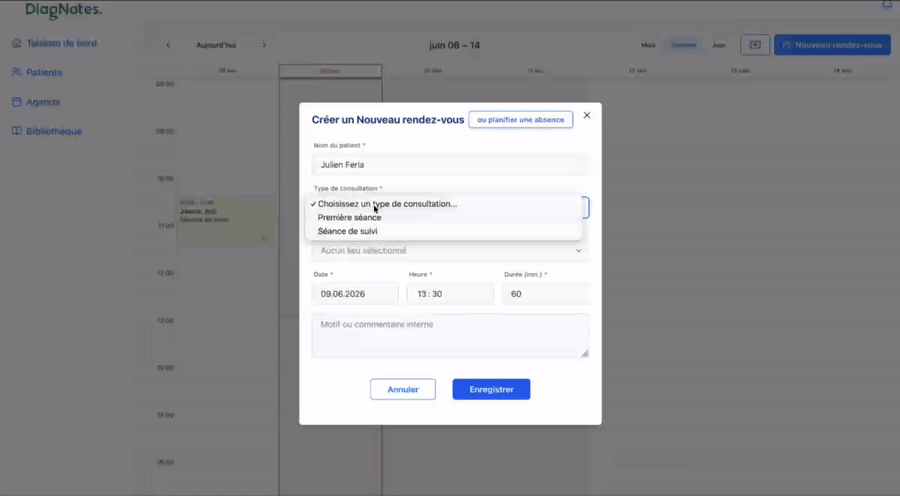 Synchronisation agenda DiagNotes avec Apple, Outlook, iCal, Google