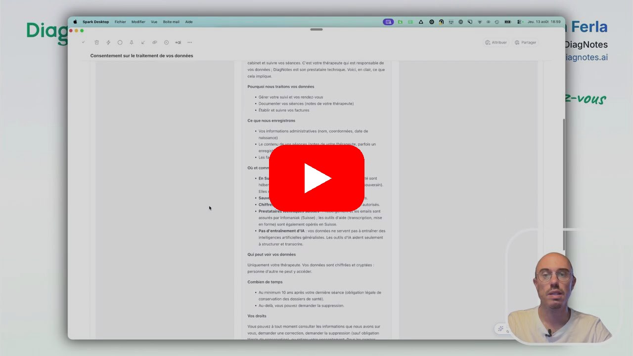 Regarder la démo Consentement patient (hébergée en Suisse chez Infomaniak)
