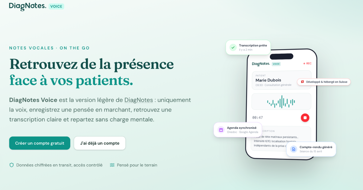 DiagNotes Voice : la dictée vocale entre deux consultations